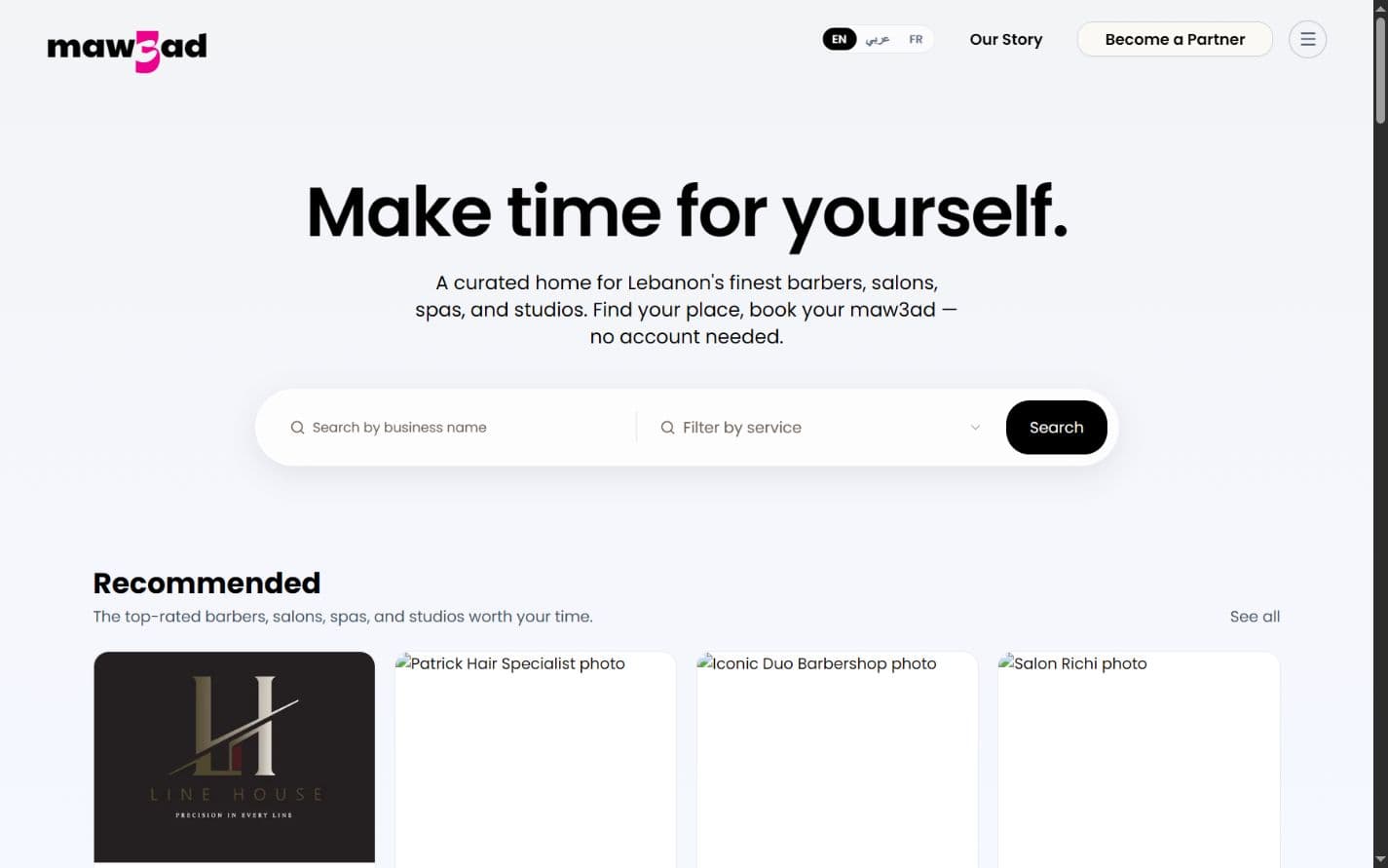 Maw3ad website preview